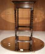 An oak side table with barley twist legs, 45cm x 45cm x 72cm high,