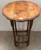 An oak barley twist hall table,