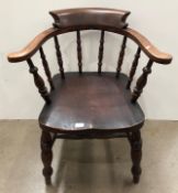 A 19th century smokers bow chair with turned legs and spindles (CWH Ref: MA5)