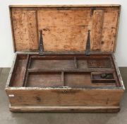 A vintage pine joiners tool chest with lift out trays,