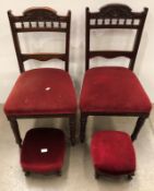 A pair of 20th century bedroom chairs and footstools (CWH Ref: MA5)