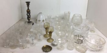 Forty-five mainly glass items - vintage art nouveau lampshade 14cm diameter,