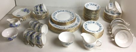 Ninety-two pieces - sixty Colclough blue flower and gilt decorated dinner/tea service,