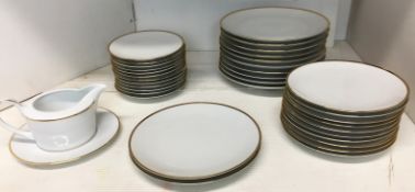 Thirty-six pieces - Thomas white and gilt edged dinner service - ten dinner plates,