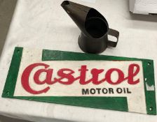 A Castrol cast iron motor oil sign 48cm x 17.