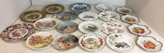 Twenty mainly ceramic plates - four Leonardo fruit 18cm diameter,