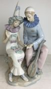 Nao by Lladro clown couple with lute 39cm high (CWH Ref: M07)