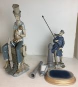 Two Lladro figurines - Chimney Sweeper with cat 45cm high,