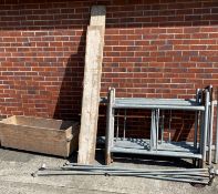 Galvanised scaffold tower comprising four 183cm (6') sections, six 122cm (4') sections, six braces,