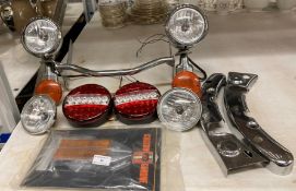 Contents to part of rack - various lights, etc.