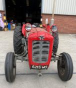 A VINTAGE MASSEY FERGUSON FE35 AGRICULTURAL TRACTOR - Diesel - Red/Grey. Registration No: 6215 WU.