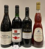 Four bottles of wine - a 75cl Marks & Spencer Les Closiers Châteneuf-du-Pape 2003,