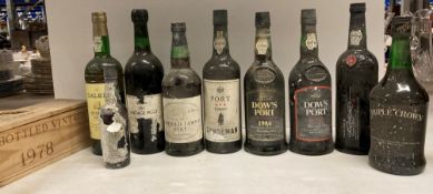 An interesting collection of ten various vintage and other bottles of Port including a Graham's