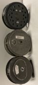 3 x Vintage fly fishing reels by Intrepid Rimfly and J W Young and Sons 'Condex' and one other (no