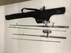 A Shimano 'Purist Pikey Poker 8' (PUPP8) two piece rod with bag,