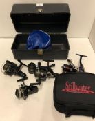 5 x Assorted fishing reels including Team Daiwa TDX 2508 with three spools,
