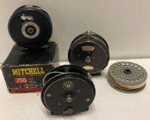 3 x Assorted fly fishing reels including a Garcia Mitchell '756' with box,