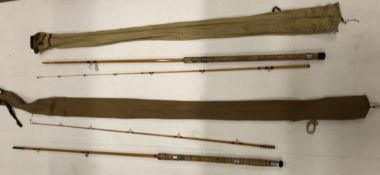 2 x Vintage hollow fibre glass two piece rods including Vortex Eazistrike and a swing,