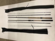 A Maver 'Match This' dual action float 13' three piece rod in a bag and a Daiwa carbon 'Cavalier2'