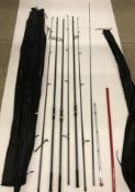 3 x Nash Hodigan XS 12' two piece rods in bag one rod with spare rod ends etc (CWH Ref: S08)