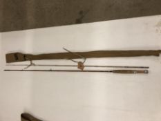 A vintage Sharpe 'Scottie The Featherweight' #8 5' 6" two piece split cane fly fishing rod in