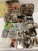 A large quantity of hand made 'Flys' in tins,
