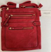 4 x Red coloured Long & Son London cross body bags with tab fastening (RRP - £45 each) (CWH Ref: