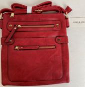 4 x Red coloured Long & Son London cross body bags with tab fastening (RRP - £45 each) (CWH Ref: