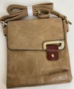 12 x Khaki coloured Long & Son London satchel cross body bags (CWH Ref: J10)
