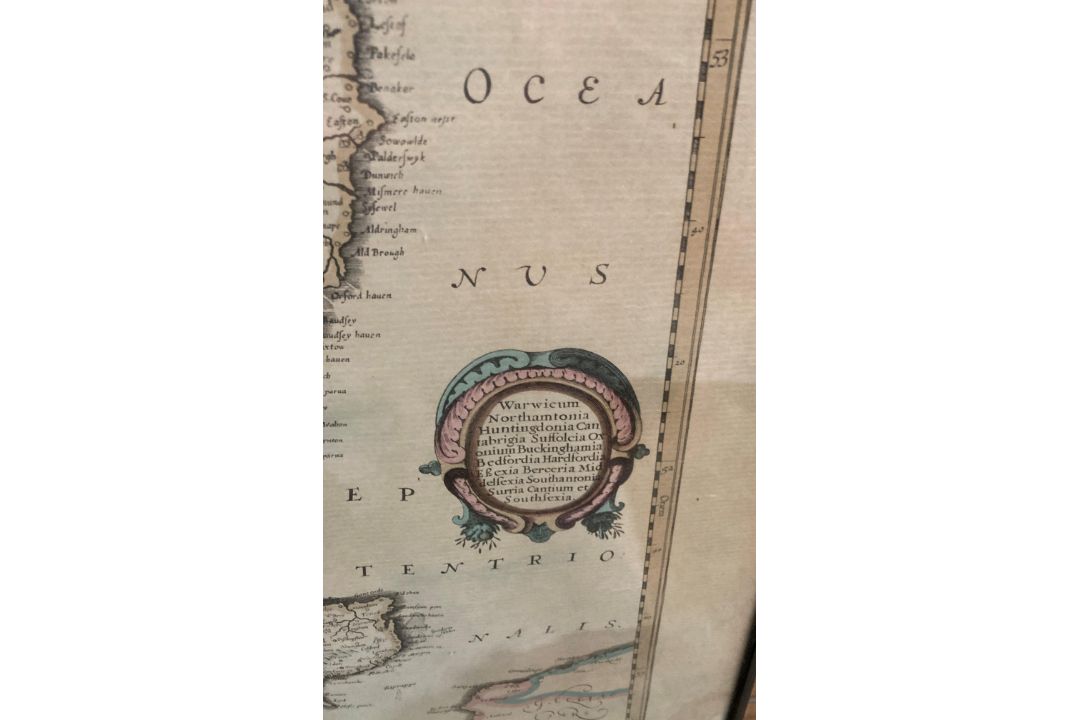 Two framed coloured maps in the antique style of 'The South Eastern Coast of England' and 'The - Image 3 of 5
