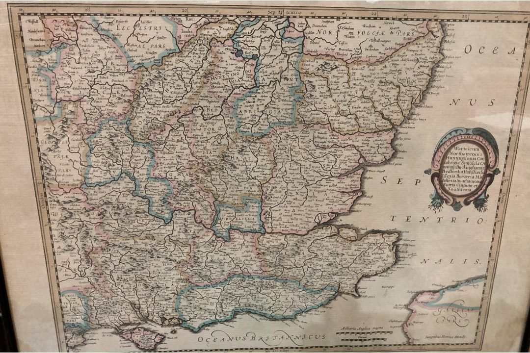 Two framed coloured maps in the antique style of 'The South Eastern Coast of England' and 'The - Image 2 of 5