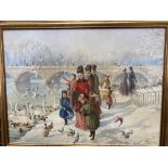 WB Hindmarsh 2002, a gilt framed oil on board 'A Victorian Winter's Scene', 35cm x 48cm,