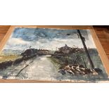 † Ashley Jackson, unframed watercolour 'Hebden Moor', 56cm x 76cm, signed and dated 1978,