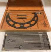Starrett interchangable anvil micrometer (incomplete) and a Moore & Wright precision rods set for