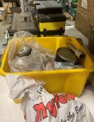 2 x tool boxes, multi compartment box, 2 metal tool boxes and contents of files, chisels,