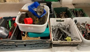 Contents to 6 x boxes, a very large quantity of assorted sized spanners, water pump grips,