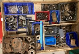 Contents to pallet, a quantity of spur gears, reamers, side milling cutters, lathe dogs/carriers,