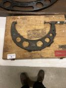 Large micrometer and extensions in wood box and a smaller one in box (CWH Ref: K05)