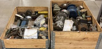 Contents to two pallets - a quantity of electric motors and a quantity of lathe chuck jaws,
