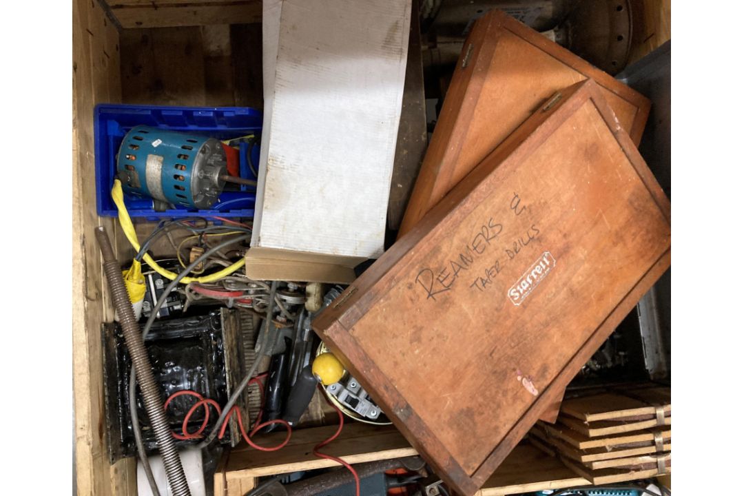 Contents to two pallet crates , a selection of welding hose and regulators, 100v extension reel, - Image 2 of 5