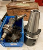 Large Tapered shank with side lock screws for CNC machines and 6 smaller CNC tool holders for