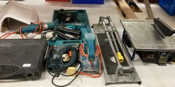7 x items to include Powercraft TC180 11 tile cutter, manual tile cutter,