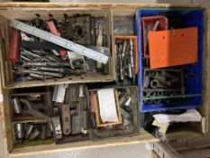 Contents to crate - a quantity of tapered shank drill bits, reamers, lathe chuck jaws,