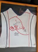Framed Ladies Red Bull Racing vest - signed by Mark Webber and Sebastian Vettel