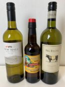 A mixed lot of 3 bottles, comprising one bottle of New Hall Wine Estate Barons Lane White 2022,