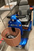 An Eden Mobility Road Master Deluxe Shoprider four-wheel road usable mobility scooter in blue,