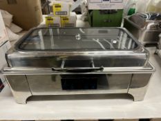 Stainless steel 9-litre roll-top chafing dish/food warmer with digital control panel and glass