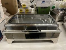 Stainless steel 9-litre roll-top chafing dish/food warmer with digital control panel and glass