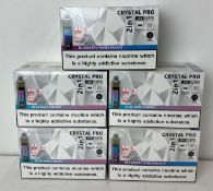 25 x items - Five cartons of Crystal Pro 15K 2-in-1 rechargeable vaping products,