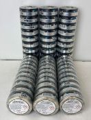 Approximately 60 tubs of NOIS Cool Strong slim nicotine pouches in black, silver and blue packaging.
